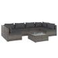 Preview: 7-tlg. Garten-Lounge-Set mit Kissen Poly Rattan Grau