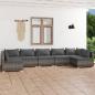 Preview: ARDEBO.de - 7-tlg. Garten-Lounge-Set mit Kissen Poly Rattan Grau