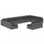 Preview: 12-tlg. Garten-Lounge-Set mit Kissen Grau Poly Rattan