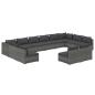 Preview: 12-tlg. Garten-Lounge-Set mit Kissen Grau Poly Rattan