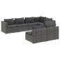 Preview: 7-tlg. Garten-Lounge-Set mit Kissen Grau Poly Rattan