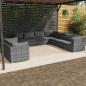 Preview: ARDEBO.de - 9-tlg. Garten-Lounge-Set mit Kissen Grau Poly Rattan