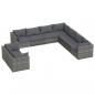 Preview: 9-tlg. Garten-Lounge-Set mit Kissen Grau Poly Rattan