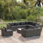 Preview: ARDEBO.de - 10-tlg. Garten-Lounge-Set mit Kissen Poly Rattan Grau
