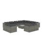 Preview: 13-tlg. Garten-Lounge-Set mit Kissen Grau Poly Rattan