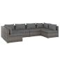 Preview: 6-tlg. Garten-Lounge-Set mit Kissen Poly Rattan Grau