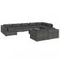 Preview: 10-tlg. Garten-Lounge-Set mit Kissen Grau Poly Rattan