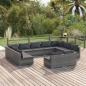 Preview: ARDEBO.de - 11-tlg. Garten-Lounge-Set mit Kissen Grau Poly Rattan
