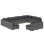 Preview: 11-tlg. Garten-Lounge-Set mit Kissen Grau Poly Rattan