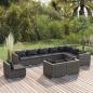 Preview: ARDEBO.de - 10-tlg. Garten-Lounge-Set mit Kissen Poly Rattan Grau