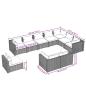 Preview: 10-tlg. Garten-Lounge-Set mit Kissen Poly Rattan Grau