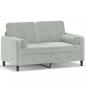 Preview: 2-Sitzer-Sofa mit Zierkissen Hellgrau 120 cm Samt