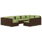 Preview: 9-tlg. Garten-Lounge-Set mit Kissen Braun Poly Rattan