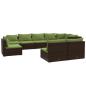 Preview: 9-tlg. Garten-Lounge-Set mit Kissen Poly Rattan Braun