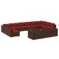 Preview: 13-tlg. Garten-Lounge-Set mit Kissen Braun Poly Rattan