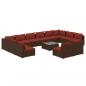 Preview: 13-tlg. Garten-Lounge-Set mit Kissen Braun Poly Rattan
