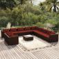 Preview: ARDEBO.de - 12-tlg. Garten-Lounge-Set mit Kissen Braun Poly Rattan