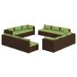 Preview: 12-tlg. Garten-Lounge-Set mit Kissen Poly Rattan Braun