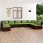 Preview: ARDEBO.de - 9-tlg. Garten-Lounge-Set mit Kissen Poly Rattan Braun