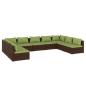 Preview: 9-tlg. Garten-Lounge-Set mit Kissen Poly Rattan Braun
