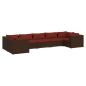 Preview: 7-tlg. Garten-Lounge-Set mit Kissen Poly Rattan Braun
