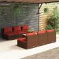 Preview: ARDEBO.de - 7-tlg. Garten-Lounge-Set mit Kissen Poly Rattan Braun