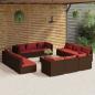 Preview: ARDEBO.de - 13-tlg. Garten-Lounge-Set mit Kissen Poly Rattan Braun