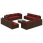 Preview: 13-tlg. Garten-Lounge-Set mit Kissen Poly Rattan Braun