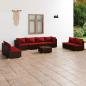 Preview: ARDEBO.de - 9-tlg. Garten-Lounge-Set mit Kissen Poly Rattan Braun