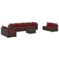 Preview: 9-tlg. Garten-Lounge-Set mit Kissen Poly Rattan Braun