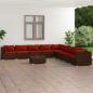 Preview: ARDEBO.de - 10-tlg. Garten-Lounge-Set mit Kissen Poly Rattan Braun