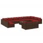 Preview: 13-tlg. Garten-Lounge-Set mit Kissen Braun Poly Rattan