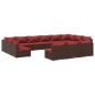 Preview: 13-tlg. Garten-Lounge-Set mit Kissen Braun Poly Rattan