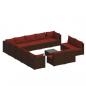 Preview: 14-tlg. Garten-Lounge-Set mit Kissen Braun Poly Rattan