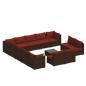 Preview: 14-tlg. Garten-Lounge-Set mit Kissen Braun Poly Rattan