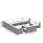 Preview: 14-tlg. Garten-Lounge-Set mit Kissen Braun Poly Rattan