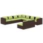 Preview: 9-tlg. Garten-Lounge-Set mit Kissen Braun Poly Rattan