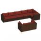 Preview: 8-tlg. Garten-Lounge-Set mit Kissen Braun Poly Rattan