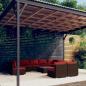 Preview: ARDEBO.de - 10-tlg. Garten-Lounge-Set mit Kissen Poly Rattan Braun