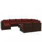 Preview: 10-tlg. Garten-Lounge-Set mit Kissen Poly Rattan Braun