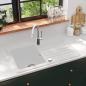 Preview: Granitspüle mit Abtropffläche Reversibel Cremeweiß