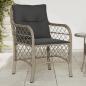 Preview: ARDEBO.de - Gartenstühle mit Kissen 2 Stk. Hellgrau Poly Rattan