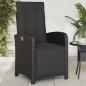Preview: ARDEBO.de - Gartensessel mit Fußteil Verstellbar Schwarz Poly Rattan