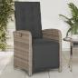 Preview: ARDEBO.de - Gartensessel mit Fußteil Verstellbar Grau Poly Rattan