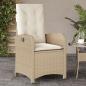 Preview: ARDEBO.de - Gartensessel mit Kissen Verstellbar Beige Poly Rattan