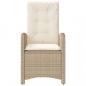 Preview: Gartensessel mit Kissen Verstellbar Beige Poly Rattan