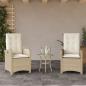 Preview: ARDEBO.de - Gartensessel mit Kissen 2 Stk. Verstellbar Beige Poly Rattan