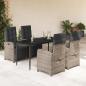 Preview: ARDEBO.de - 5-tlg. Garten-Essgruppe mit Kissen Grau Poly Rattan