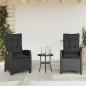 Preview: ARDEBO.de - Gartensessel mit Kissen 2 Stk. Verstellbar Schwarz Poly Rattan