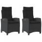 Preview: Gartensessel mit Kissen 2 Stk. Verstellbar Schwarz Poly Rattan